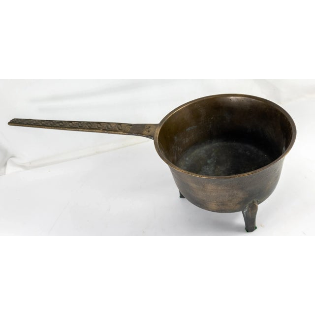 18th Century 17th or 18th Century European Bronze Tripod Posnet Cook Pot With Handle For Sale - Image 5 of 13