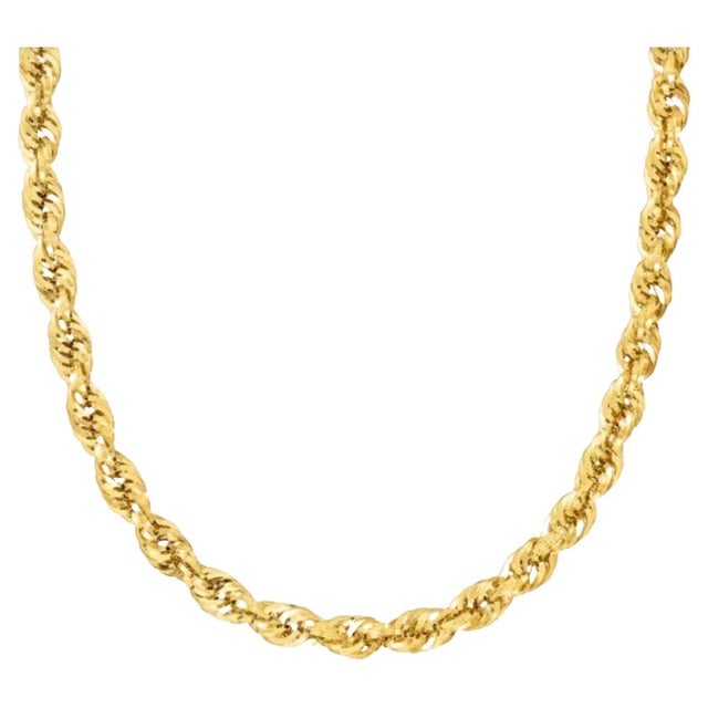 14 Karat Yellow Gold 25 Gm, Rope Chain Necklace, 22 Inch Long For Sale - Image 4 of 8