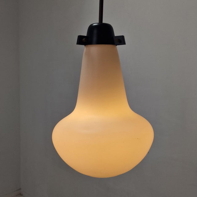 Black Mid-Century Pendant in Milk Glass and Brass from Stilnovo, Italy, 1960s For Sale - Image 8 of 11