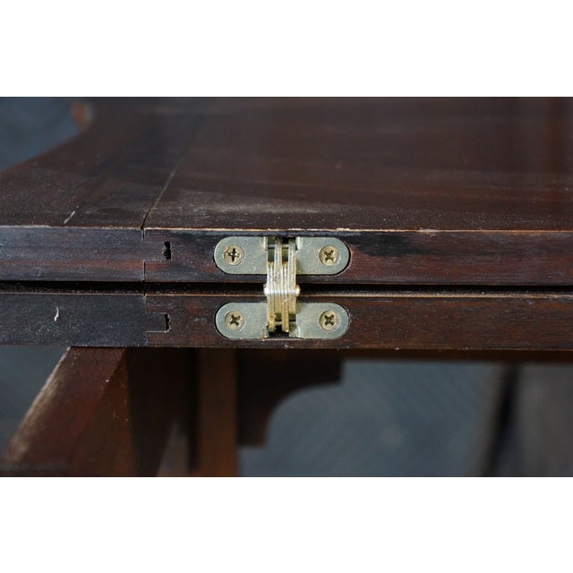 Vintage Hekman Georgian Style Mahogany Flip Top Game Card Hall Console Table For Sale - Image 10 of 17