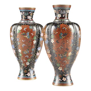 Pair Late 19th Century Japanese Cloisonne Bud Vases For Sale