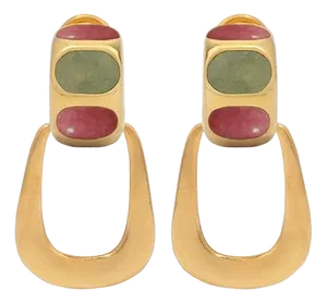 Aventurine and Rhodonite Medium Dangle Earrings, Set of 2