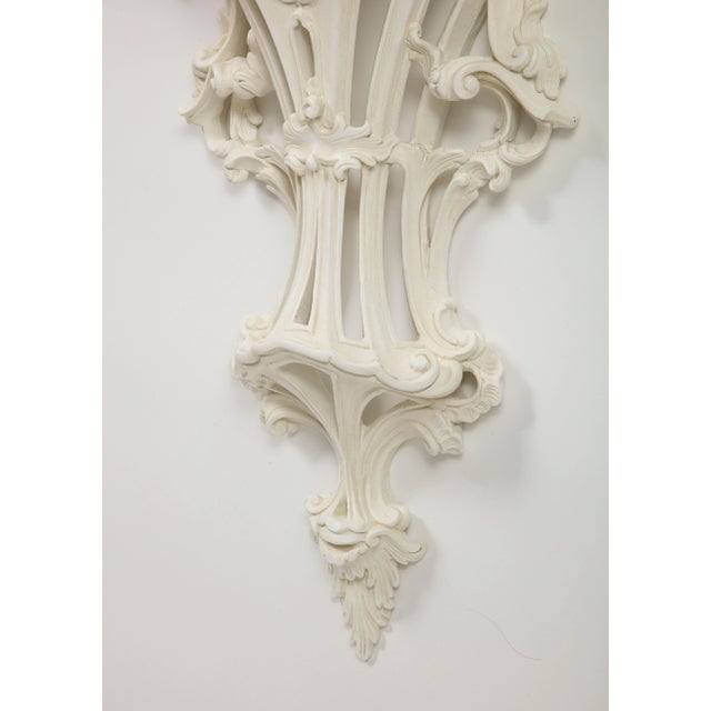 A Pair of Large White-Gessoed Louis XV Style Wall Brackets For Sale In New York - Image 6 of 11