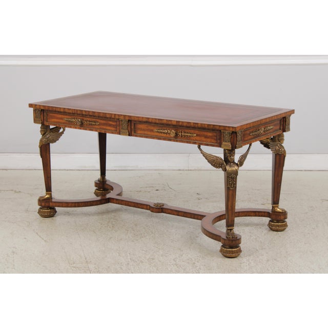 Traditional Maitland Smith French Empire Leather Top Desk For Sale - Image 3 of 18
