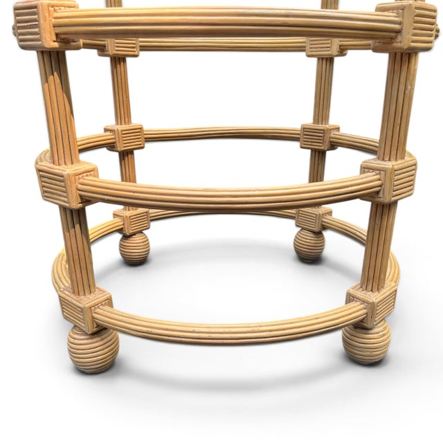 Shabby Chic Late 20th Century Jay Spectre Attributed Pencil Reed Occasional Table For Sale - Image 3 of 4