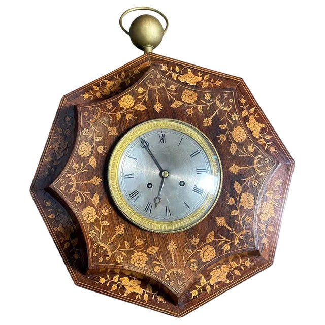 French Rosewood and Boxwood Cased Wall Clock, 19th-Century For Sale
