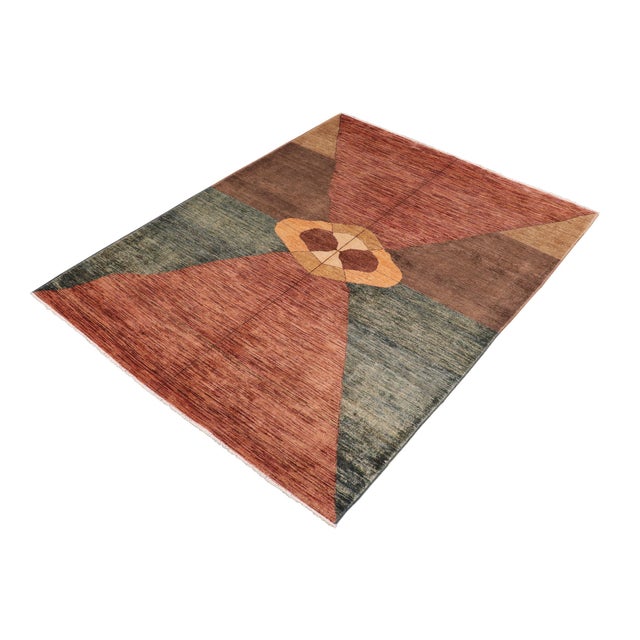 Contemporary Contemporary Gabbeh Rust/Brown Wool Rug - 6'7'' X 9'10'' For Sale - Image 3 of 10