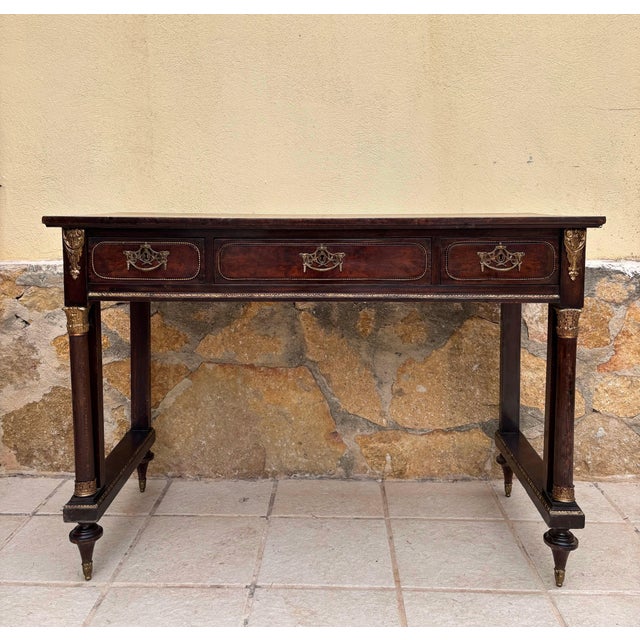 Brown Late 19th Century French Louis XVI Oak Console Table with Ormolu Mounts For Sale - Image 8 of 8