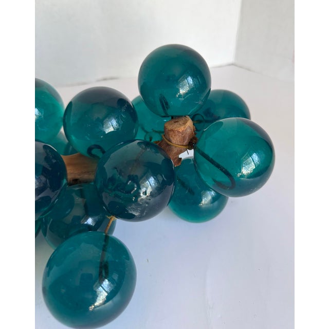 Mid-Century Modern Teal Lucite Grape Cluster on Driftwood Sculpture For Sale - Image 10 of 11