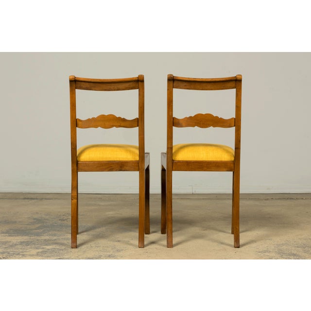 Set of 10 Mid-19th C. French Louis Philippe Walnut Dining Chairs in Yellow Linen For Sale - Image 18 of 18
