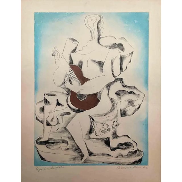 Ossip Zadkine, Femme à la Guitare, Etching, 1962 For Sale - Image 4 of 4