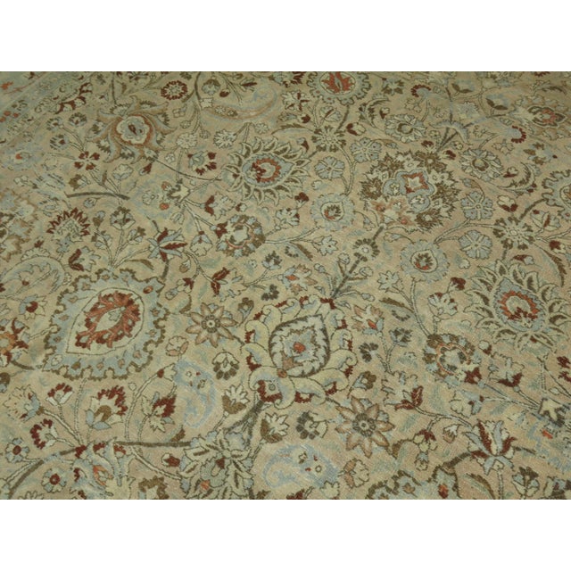 Contemporary Stunning Tan Icy Blue Antique Persian Formal Meshed Rug, 20th Century - 12' x 16'7" For Sale - Image 3 of 6