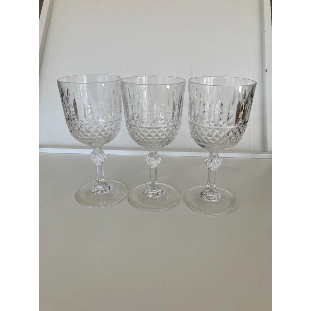 Vintage Clear Cut Crystal "Cristal De Paris" Wine Glasses- Set of 3 For Sale In New York - Image 6 of 6
