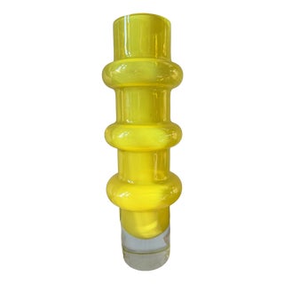 Yellow Cased Glass Bamboo Vase by Bo Borgström for Åseda Glasbruk, Sweden, 1960s For Sale
