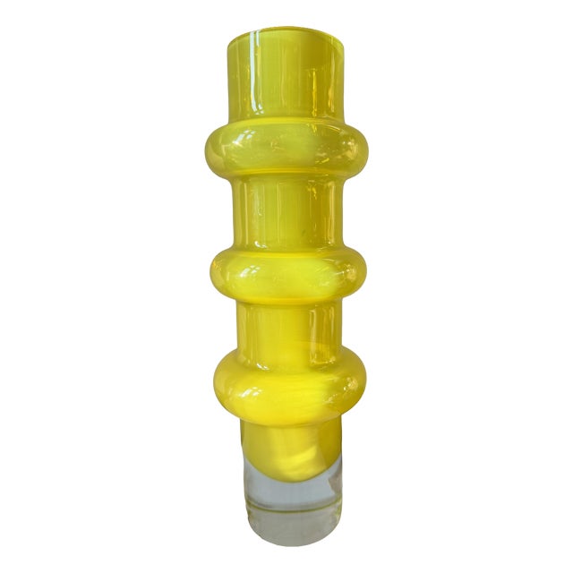 Yellow Cased Glass Bamboo Vase by Bo Borgström for Åseda Glasbruk, Sweden, 1960s For Sale