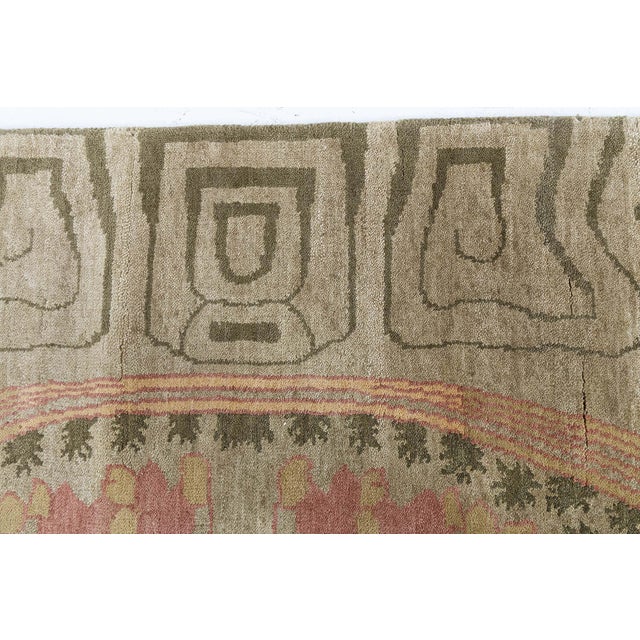Textile Modern Art Nouveau And Geometric Beige Rug "Naissance" by Doris Leslie Blau For Sale - Image 7 of 8