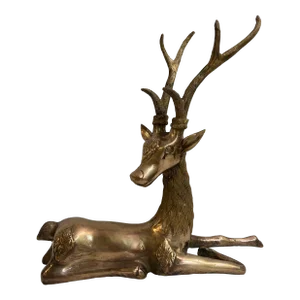Vintage Cast Brass Reclining Stag From Sigma Tastesetter