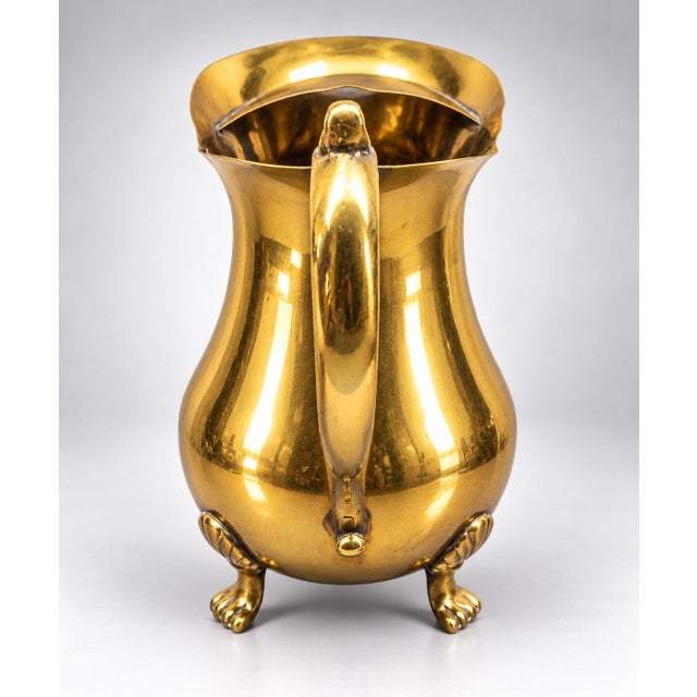 Metal Antique French Brass Footed Pitcher For Sale - Image 7 of 9