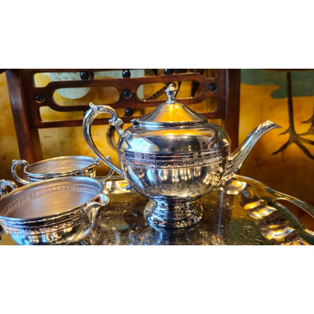 Antique Warren Plate Silver Plated Tea Set- 5 Pieces For Sale - Image 9 of 12