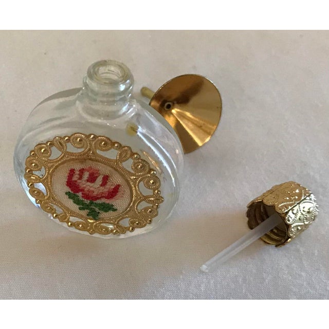 Vintage Petite Gold Filigree And Needlepoint Encased Perfume Bottle With Funnel Chairish