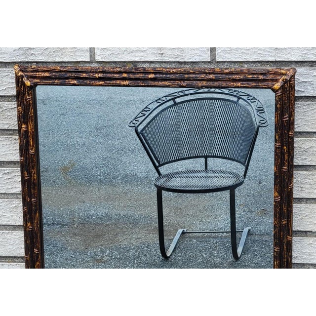English 1920s Bamboo Gilded Wall Mirror Black& Gold For Sale In Philadelphia - Image 6 of 11