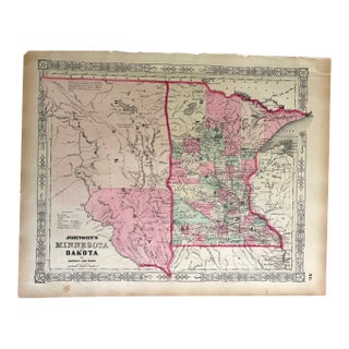 1863 Johnson Map of Dakota Territory and Minnesota For Sale