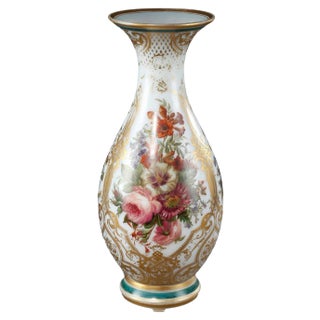 Louis-Philippe Enameled Opaline Crystal Vase, 19th Century For Sale
