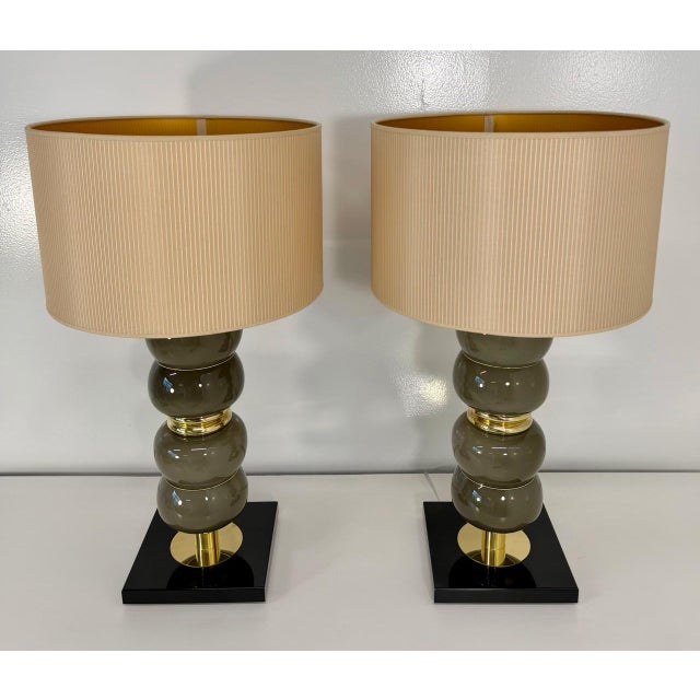 Art Deco Italian Grey Murano Glass Table Lamps, 2000s, Set of 2 For Sale - Image 11 of 15