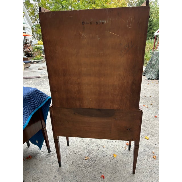 1930s Art Deco Waterfall Walnut China Cabinet Curio Display For Sale - Image 9 of 12