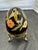 Vintage Black, Gold, and Orange Indian Cloisonné Brass Enamel Floral Egg Trinket Box Beautiful vintage black floral egg...