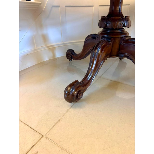 Wood Antique Victorian Burr Walnut Dining Table, 1860 For Sale - Image 7 of 14