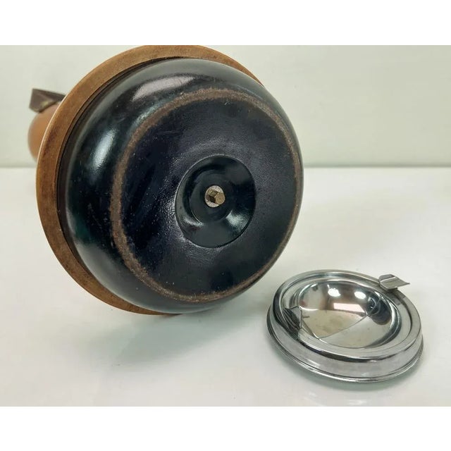 Brown Mid-Century Danish Wood and Leather Standing Ashtray, 1970s For Sale - Image 8 of 13