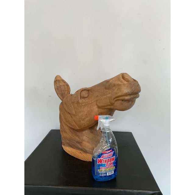 1960s Carved Life Size Wood Horse Head For Sale - Image 9 of 13