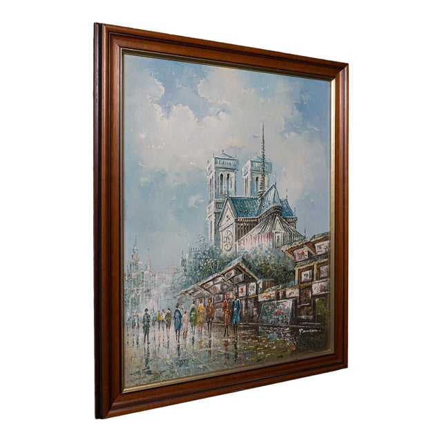 Vintage Paris Painting, French, Oil on Canvas, Notre Dame, Signed, Original Art For Sale