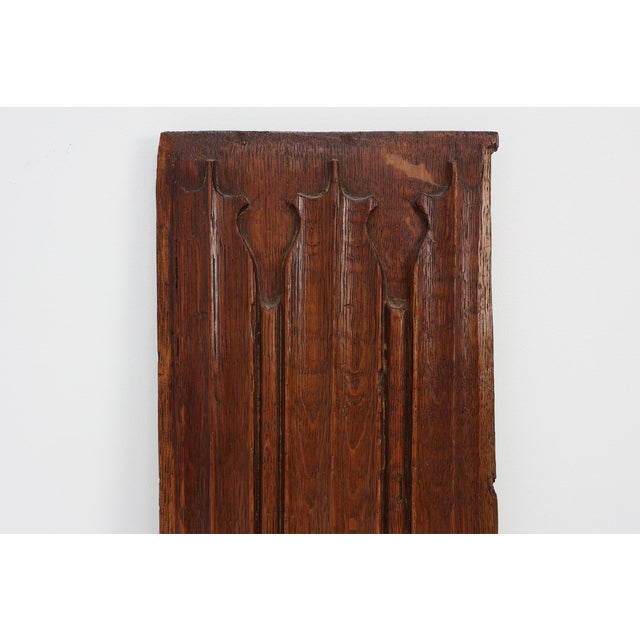 Wood Antique Gothic Linenfold Panel in Carved Oak, 1500s For Sale - Image 7 of 11