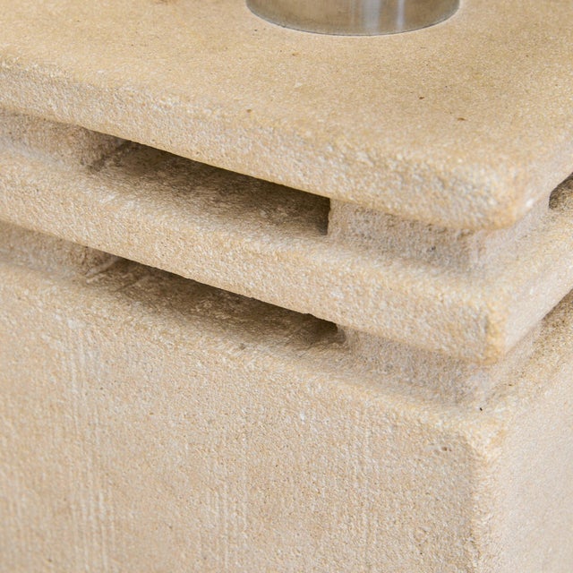 Metal French Limestone Table Lamp with Shade by Albert Tormos, 1970s For Sale - Image 7 of 11