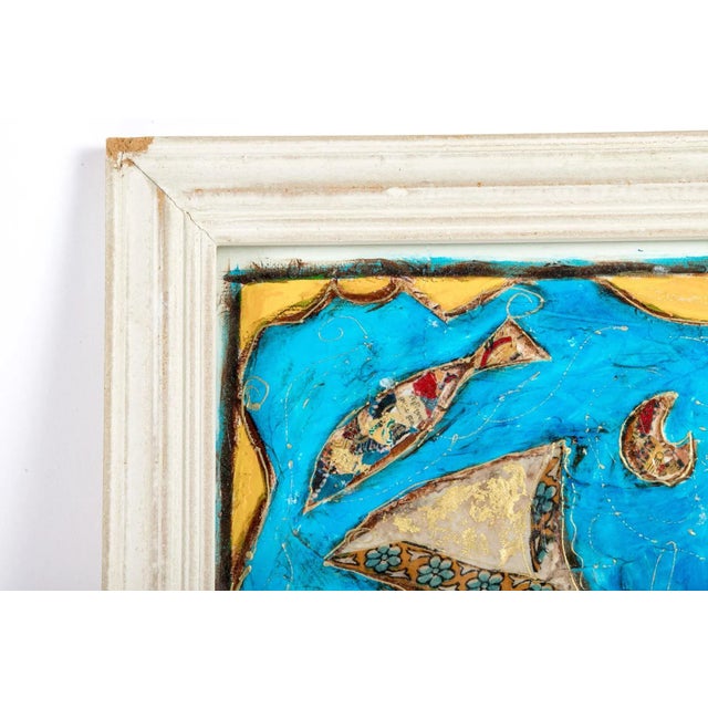 Mary Larsson "Au Fond De La Mer" Mixed Media Collage, Framed For Sale - Image 4 of 6