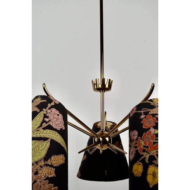 1950s Mid-Century Modern Brass Hanging Light with Original Shades, 1950s For Sale - Image 5 of 18