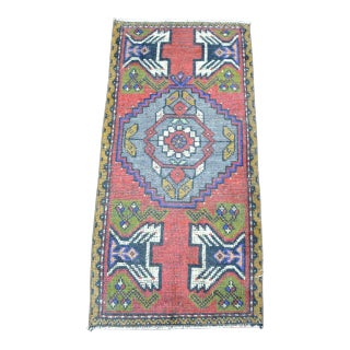 Vintage Boho Red Turkish Oushak Small Rug For Sale