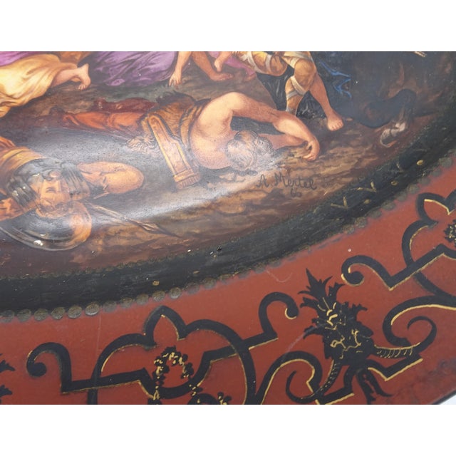 Large Hand-Painted Wall Charger Plate Depicting Roman Battle with Semi Nude Sabine Woman, 1866 For Sale - Image 8 of 18