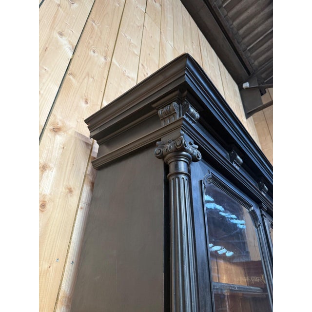 Wood Napoleon III Glazed Cabinet in Ebonized Wood, 1800s For Sale - Image 7 of 10
