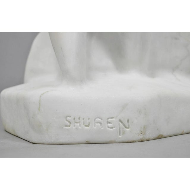 Vintage Seymour Shuren Modern White Carved Marble Male Soldier Figure Sculpture For Sale - Image 14 of 16