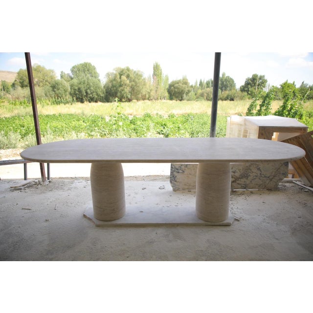 Stone Travertine Oval Dining Table by My Habitat Design For Sale - Image 7 of 7