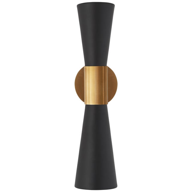 Clarkson Medium Narrow Sconce in Hand-Rubbed Antique Brass and Black Designer: AERIN Height: 17.75" Extension: 5.75"...