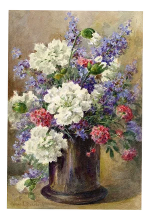 Annie L. Pressland, Catmint & Verbena Flowers, 1920s, Watercolour Painting
