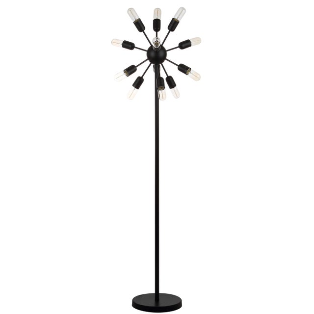 Modern 12 Light 67.5-Inch H Retro Floor Lamp - Black For Sale - Image 3 of 3