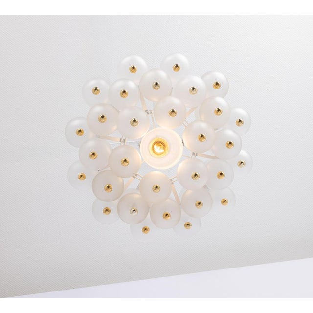 Large Frosted Glass and Brass Chandelier from Kinkeldey, Germany, 1970s For Sale - Image 10 of 18
