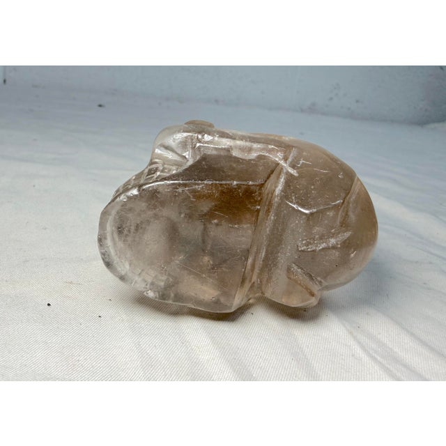 1940s Hand Carved Rock Crystal Hard Stone Skeleton Skull Sculpture Statue For Sale - Image 12 of 12