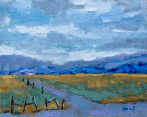 Nevada Crossroads Desert Landscape – Modern Oil Painting