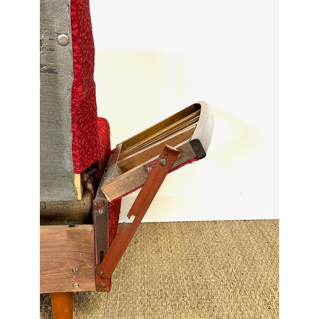 Brown Vintage Scandinavian Convertible Sofa in Wood and Fabric, 1960s For Sale - Image 8 of 17